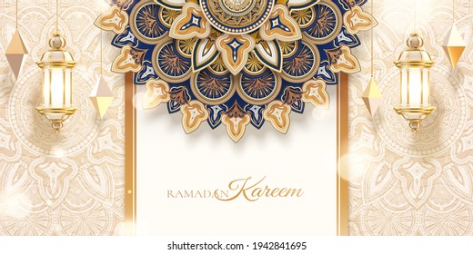 3d Islamic holiday celebration background design with luxury golden geometric patterns. Banner template suitable for Ramadan, Eid al-Fitr or Hari Raya.