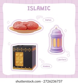 Kaaba islámica 3D y fechas Ramadán