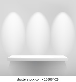 3d isolated Empty shelf for exhibit with spot light. + EPS10 vector file