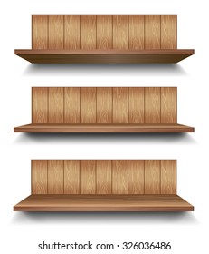 3d isolated Empty shelf for exhibit. Vector illustration.