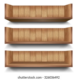 3d isolated Empty shelf for exhibit. Vector illustration.