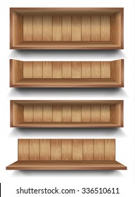 3d isolated Empty shelf for exhibit. Vector illustration.