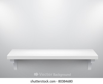 3d isolated empty shelf for exhibit. Vector illustration.