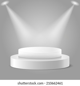 3d isolated Empty white podium on gray background. Vector illustration.