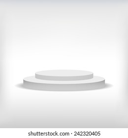 3d isolated Empty white podium on gray background. Vector illustration.