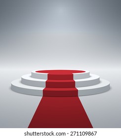 3d isolated Empty white podium on gray background. Vector illustration.