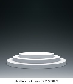 3d isolated Empty white podium on gray background. Vector illustration.
