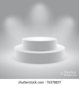 3d isolated Empty white podium on gray background. Vector illustration.