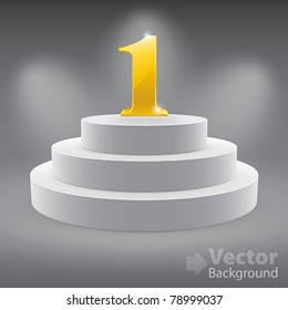 3d isolated Empty white podium on gray background with first place. Vector illustration.