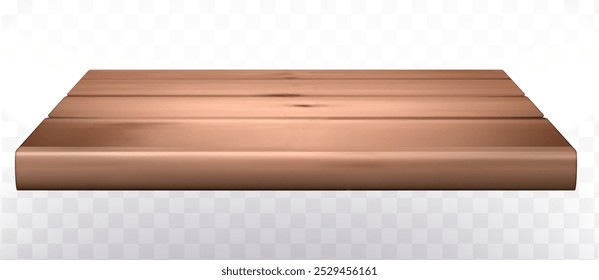 3d isolated empty wooden shelf for exhibit on white background
