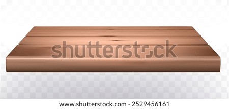 3d isolated empty wooden shelf for exhibit on white background
