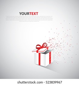 3d isolated gift box in pixel art style, christmas background concept
