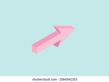 
3d isolated pink arrow icon, web symbol on blue background.Vector illustrations