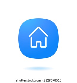3d Isolated Vector Elements. Minimal Modern Home, Homepage, Base, Mainpage Icon Emblem Symbol. 3d Blue Home Icon. Mobile App Icons. Device UI UX Mockup.