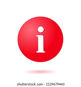 3d isolated vector elements. Minimal modern Faq, info, information icon amblem symbol. 3d red bubble information icon.