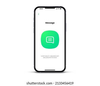 3d isolated vector elements. Minimal modern message, chat, speak, dialog, chatting icon emblem symbol with ultra realistic smartphone. 3d green message icon. Mobile app icons. Device UI UX mockup.