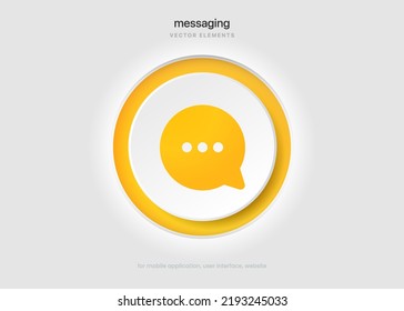 3d isolated vector elements. Minimal modern message, chat, speak, dialog, chatting icon emblem symbol. 3d yellow messaging chatting icon. Mobile app icons. Device UI UX mockup.