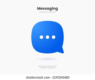 3d isolated vector elements. Minimal modern message, chat, speak, dialog, chatting icon emblem symbol. 3d blue messaging chatting icon. Mobile app icons. Device UI UX mockup.