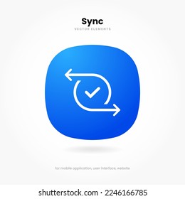 3d isolated vector elements. Minimal modern sync, reload, rotate, swap, repeat, reset, sustainability, shuffle icon emblem symbol. 3d blue synchronize icon. Mobile app icons. Device UI UX mockup.