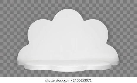 3d podio blanco aislado. Plataforma de exhibición de productos en la nube Daisy para el interior del estudio en Vector. Elemento de pedestal de flores para la presentación cosmética de la naturaleza. Lindo objeto de Anuncio de bebé mínimo