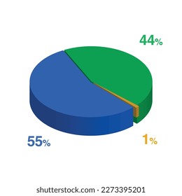 3d Isometric 3 part pie chart diagram for business presentation. Vector infographics illustration eps.