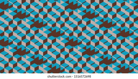 3D Isometric abstract Cubes, seamless pattern illustration vector