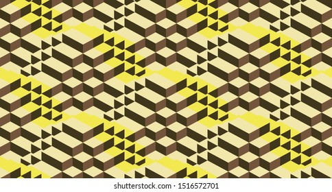 3D Isometric abstract Cubes, seamless pattern illustration vector