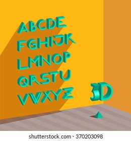 3d isometric alphabet.