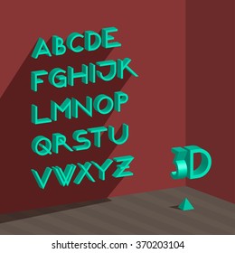 3d isometric alphabet.