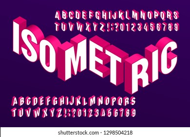 3D Isometric Alphabet Font. 3d Effect Letters And Numbers. Stock Vector Typeface For Your Typography Design.