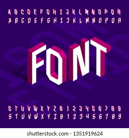 3D isometric alphabet font. 3d effect geometric letters and numbers. Stock vector typeface for your design.