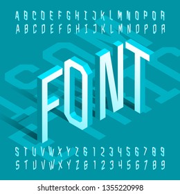 3D isometric alphabet font. 3d effect thin letters and numbers. Stock vector typeface for your design.