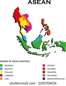 3d isometric asean country map including names of country by vector design