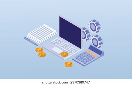 3D Isometric asset management concept.3D design.isometric vector design Illustration.