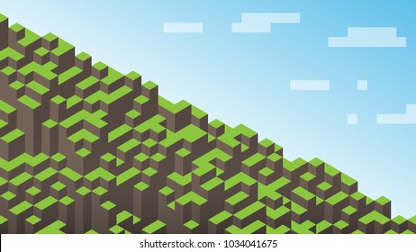 3d isometric background. Cube landscape. Hills