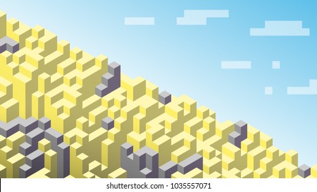 3d isometric background. Cube landscape. Desert