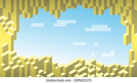 3d isometric background. Cube landscape. Hills
