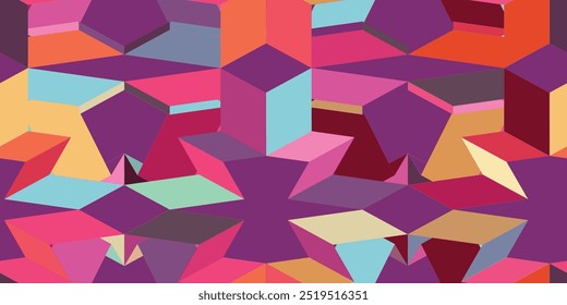 3d isometric background pattern. Geometric vector illustration. Color print.