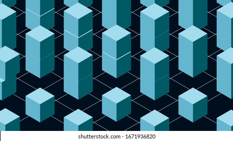 Ilustración vectorial del concepto de tecnología isométrica de bloqueo 3d. Se puede utilizar para artículos relacionados con criptodivisa