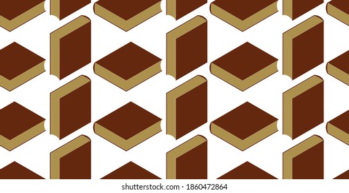 3D isometric books seamless vector background, endless wallpaper with printed books library theme, ebook virtual literature.