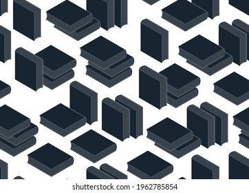 3D isometric books seamless vector background, endless wallpaper with printed books library theme, ebook virtual literature.