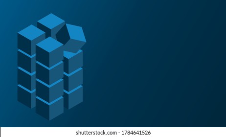 Fond d'écran abstrait Isomique 3D, motif bleu