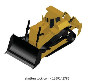 Vector de icono del bulldozer isométrico 3d
