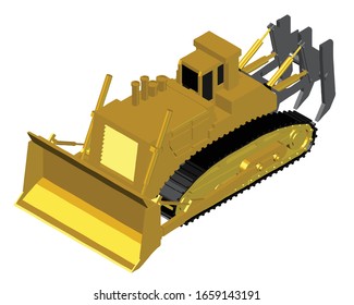 3d isometric bulldozer icon vector