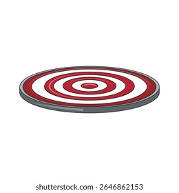 Ícone de alvo bulseye isométrico 3D com anéis concêntricos vermelhos e brancos, perfeito para temas de definição de metas, precisão, tiro ou gráficos de foco comercial.