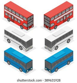 3d isometric bus. Vector isometric bus. Public transportation. Isometric bus icon. Isolated isometric bus.