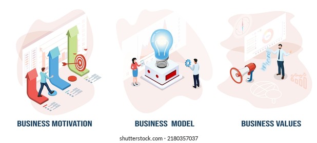 3D isometric Business activities concept with office workers process a work scheduling, planning. Modern trendy concepts for web sites and mobile web sites. Vector illustration eps10