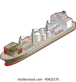 3D Isometric Cargo Ship