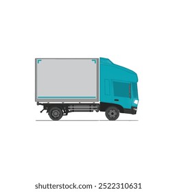 3D Isometric Cargo Truck Half Tone Vetor Ilustração Cabine azul moderna e branco Van City Entrega Veículo 4x2 Design para logística e transporte Apresentação Social Media Vídeo Promoção Direita