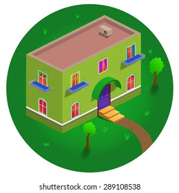 3D Isometric Cartoon Building.